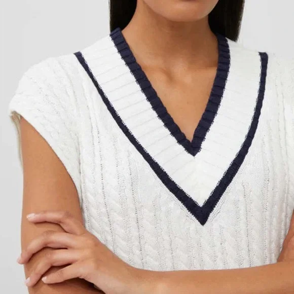 FRENCH CONNECTION Mozart Cable Knit Cricket Vest XL - Picture 3 of 7